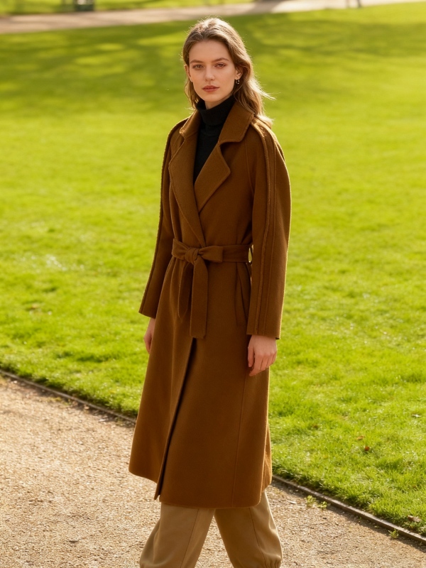 Cashmere Wool Blend Long Coat