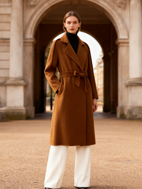 Cashmere Wool Blend Long Coat