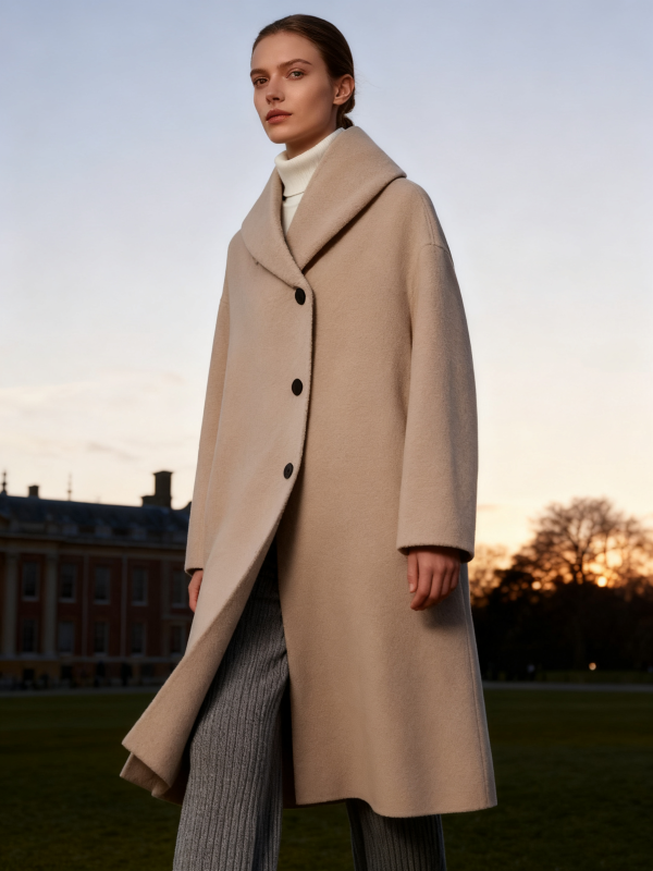 Cashmere Wool Blend Long Coat