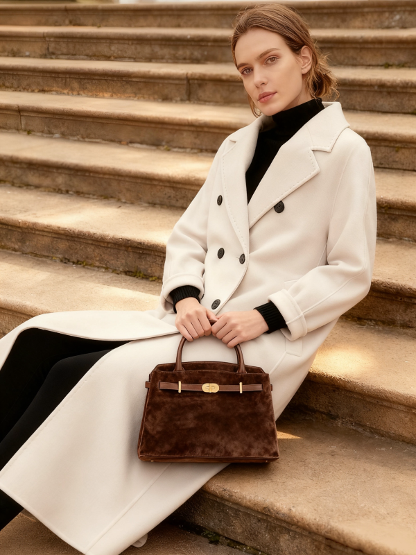 Kensington - Top Handle in Coffee Suede