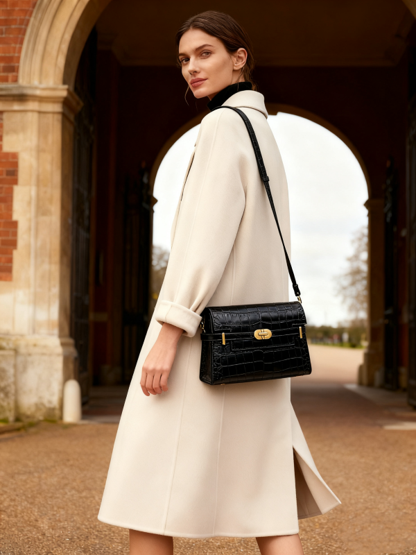 Kensington - Black Croc Embossed