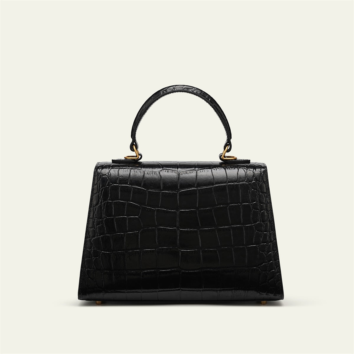 Kensington - Top Handle Black Croc Embossed