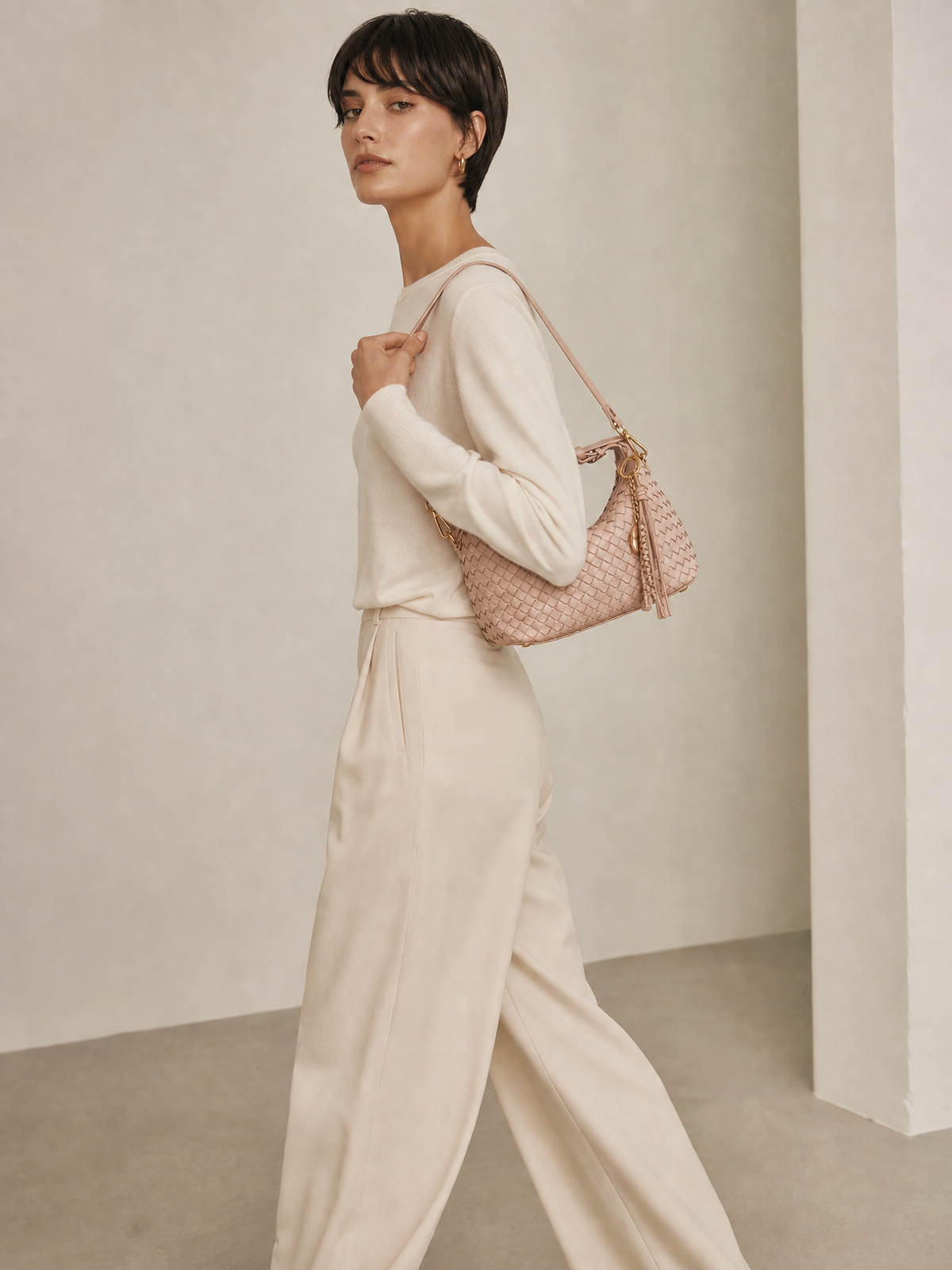 Camilla Half Moon Woven - Baby Pink
