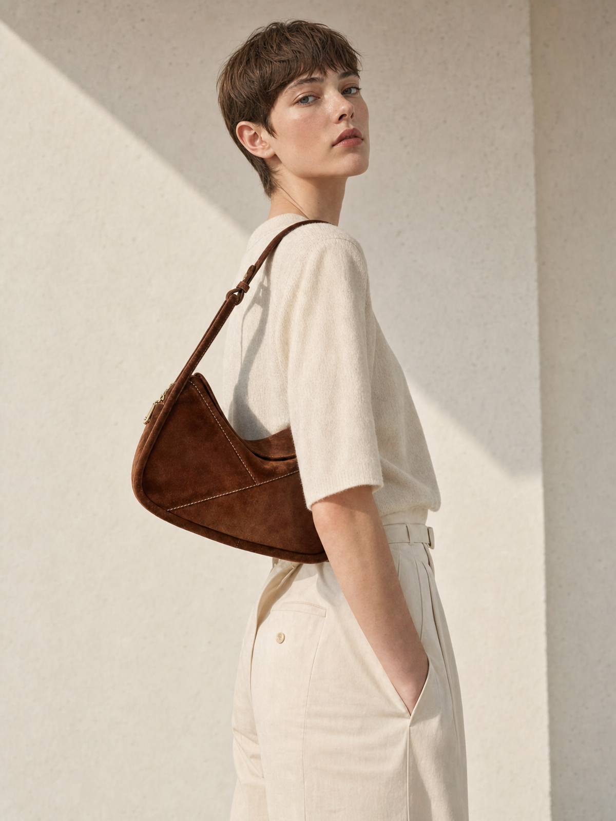 Carnaby Shoulder - Coffee Suede