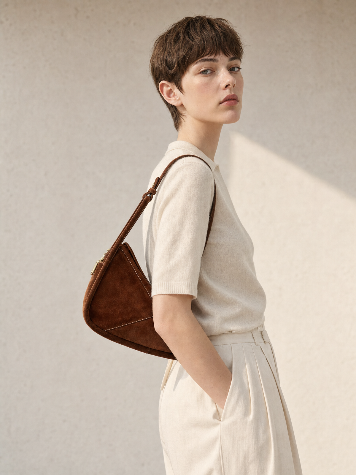 Carnaby Shoulder - Coffee Suede