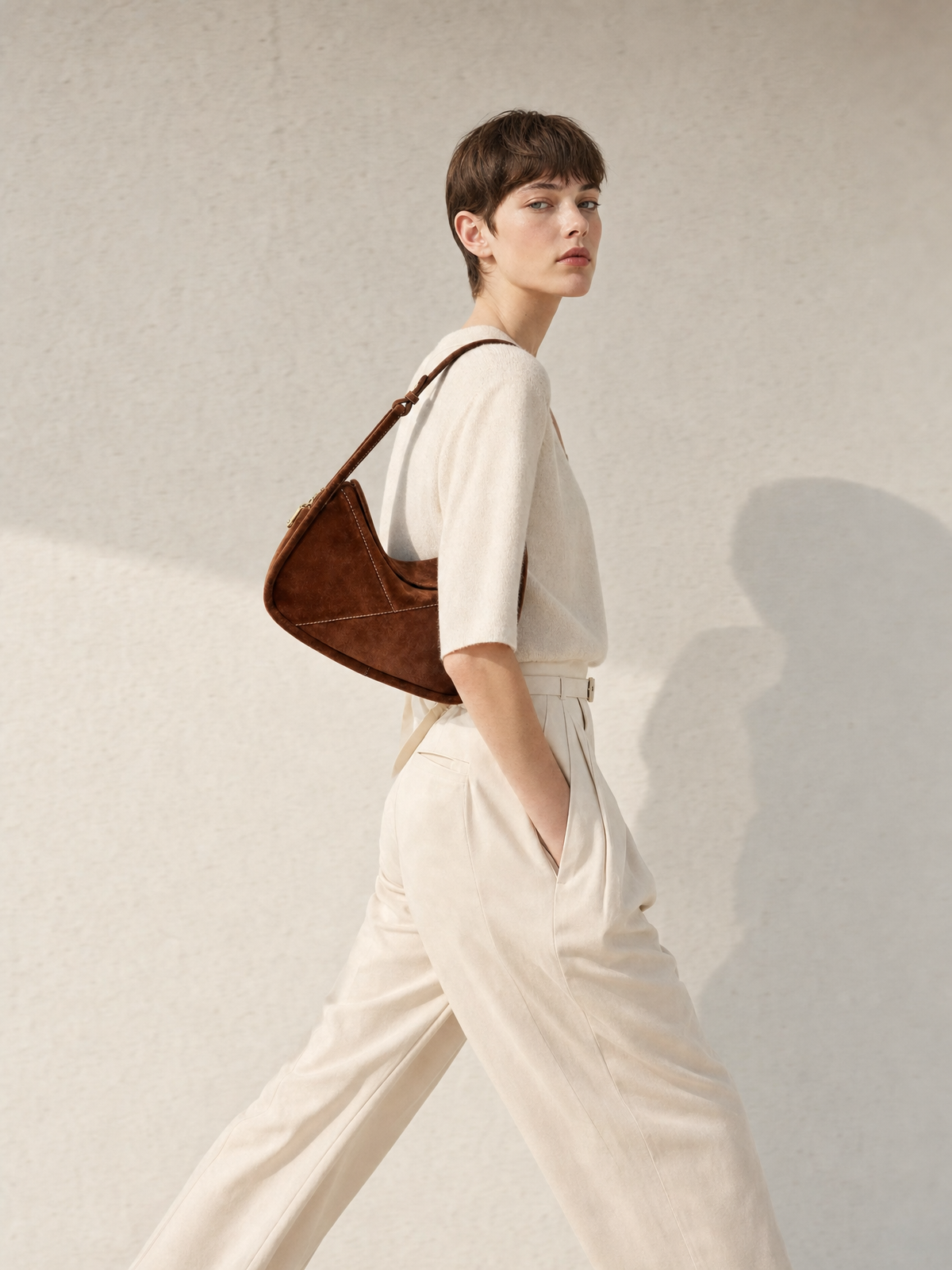 Carnaby Shoulder - Coffee Suede