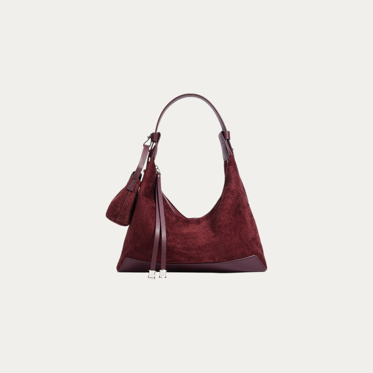 Suede Hobo/Tote - Burgundy