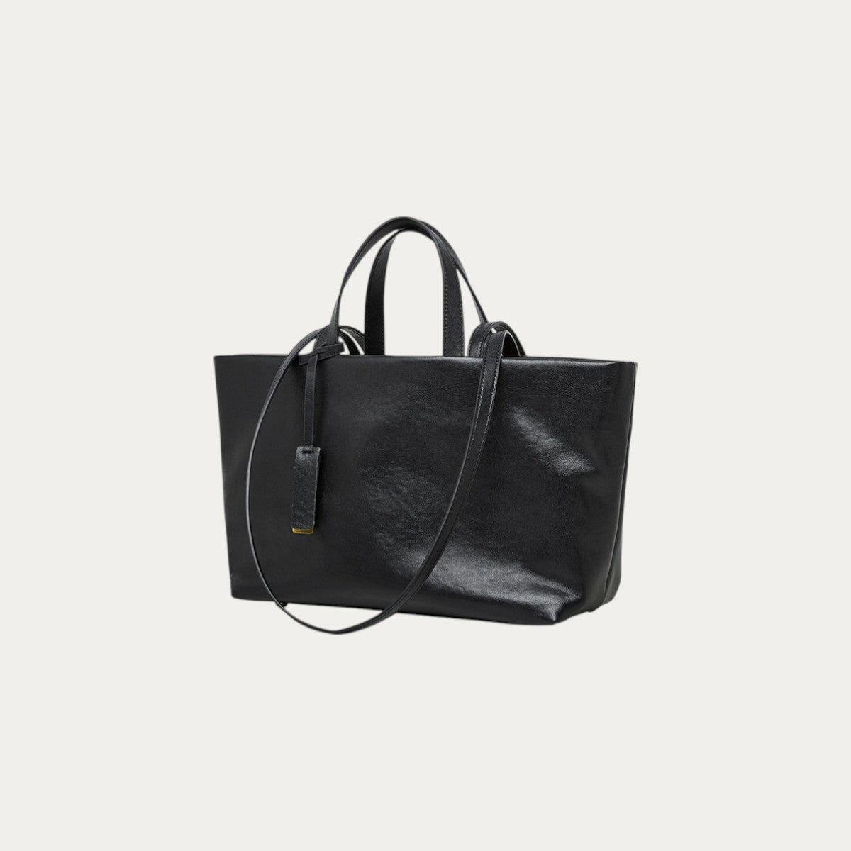 Wax Leather Tote - Black
