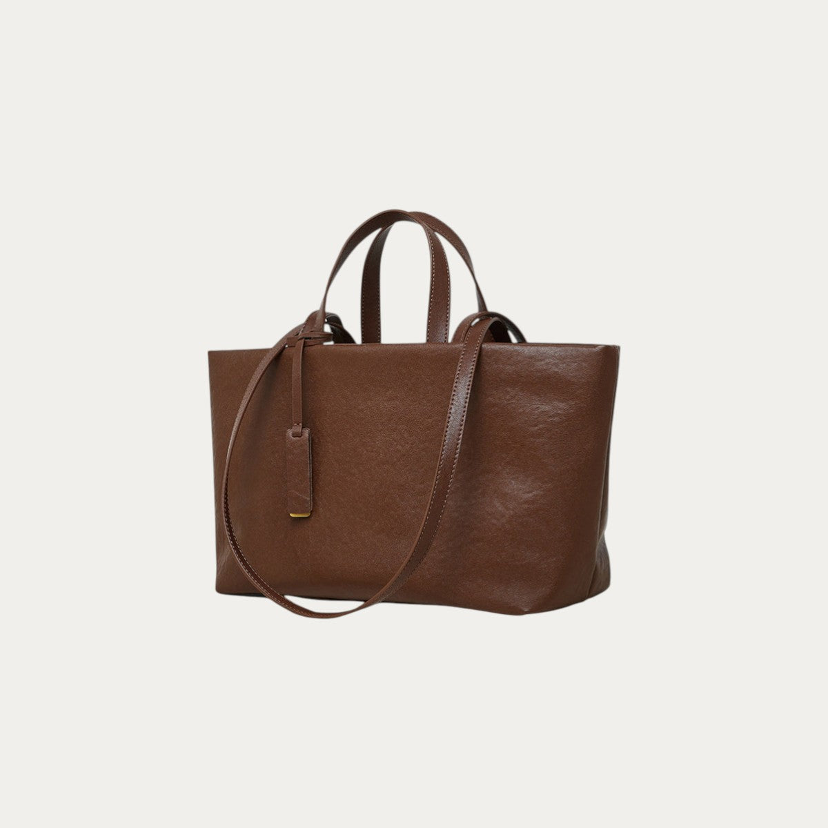 Wax Leather Tote - Brown