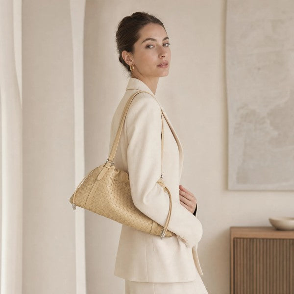 Woven Shoulder Bag - Light Yellow