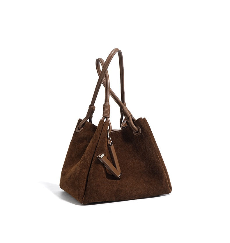 Suede Shoulder Bag - Brown