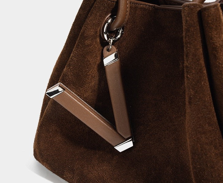 Suede Shoulder Bag - Brown