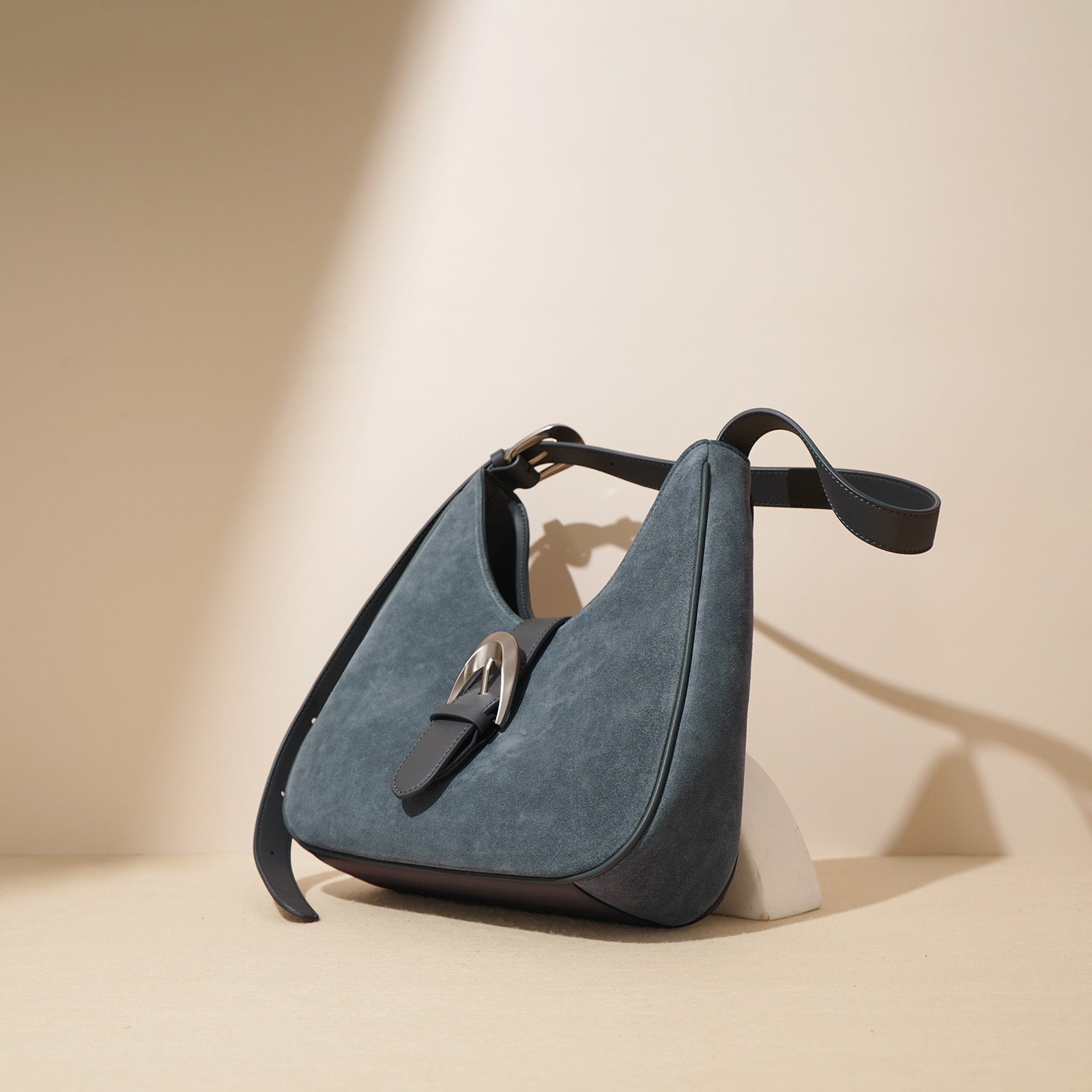 Suede Shoulder Bag - Grey