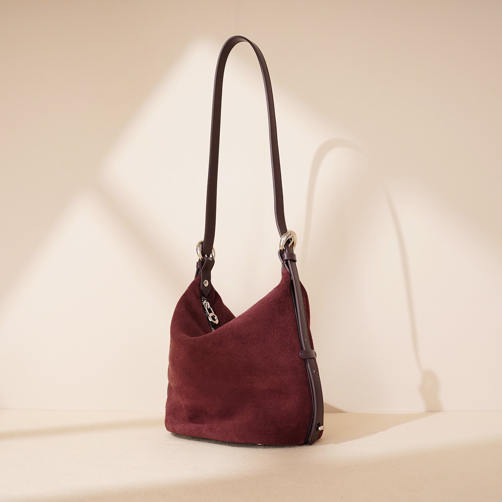 Suede Shoulder Bag - Brown