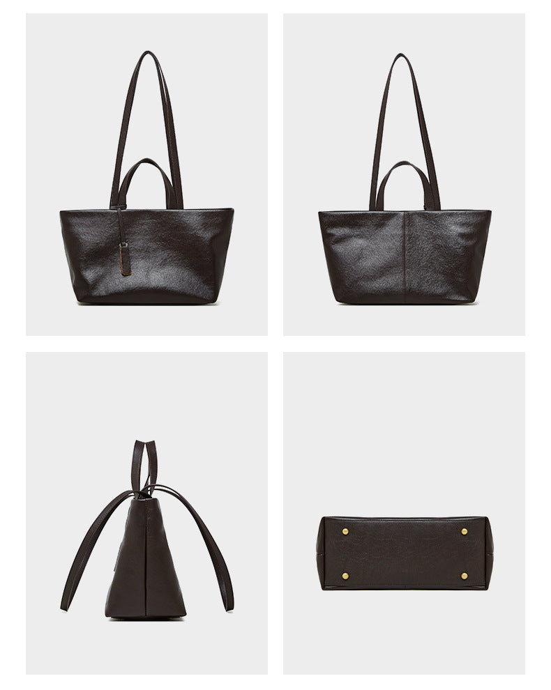 Wax Leather Tote - Brown