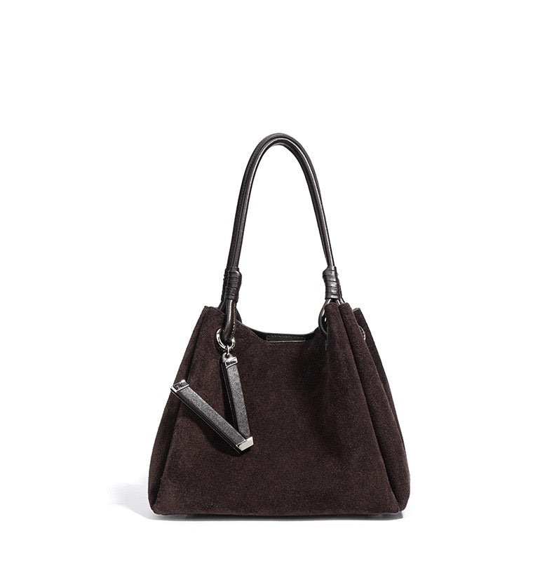 Suede Shoulder Bag - Brown