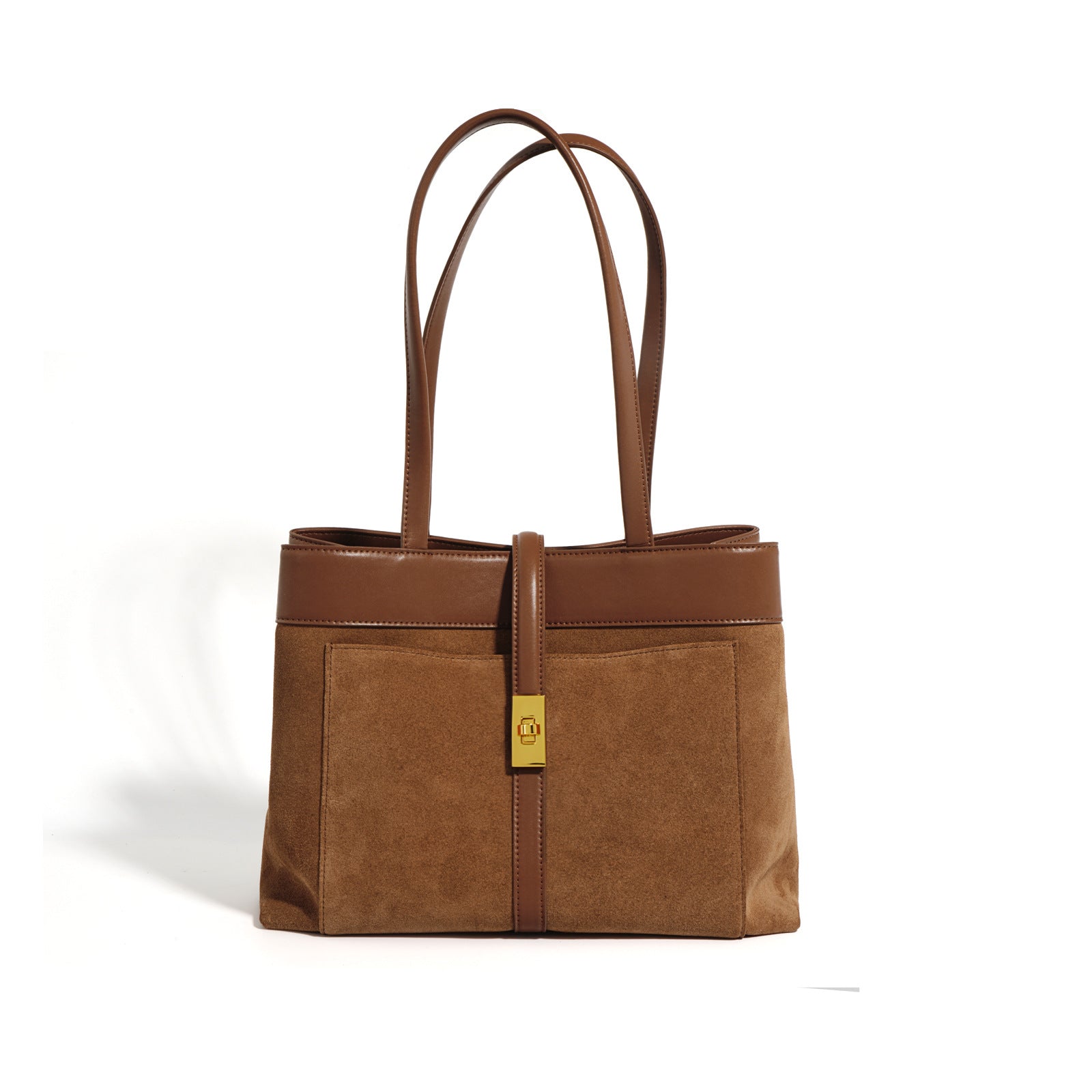 Suede Shoulder/Tote - Brown
