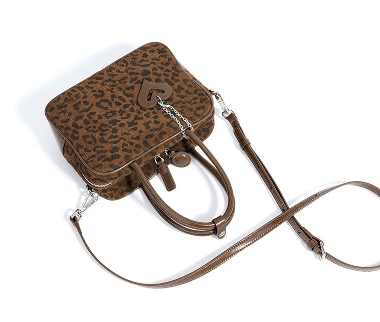 Suede Top Handle -Leopard print