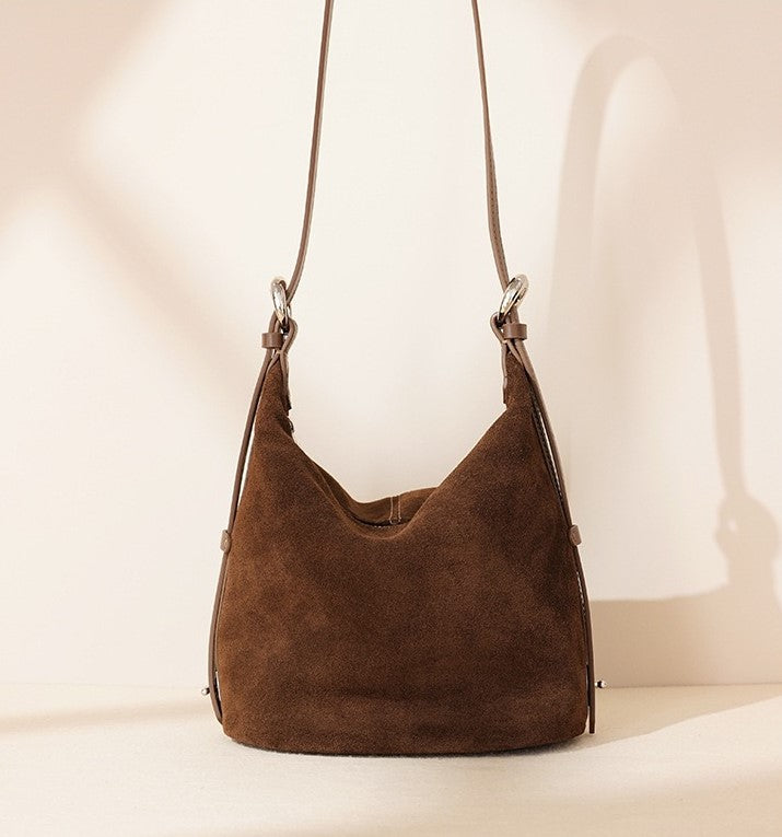 Suede Shoulder Bag - Burgundy