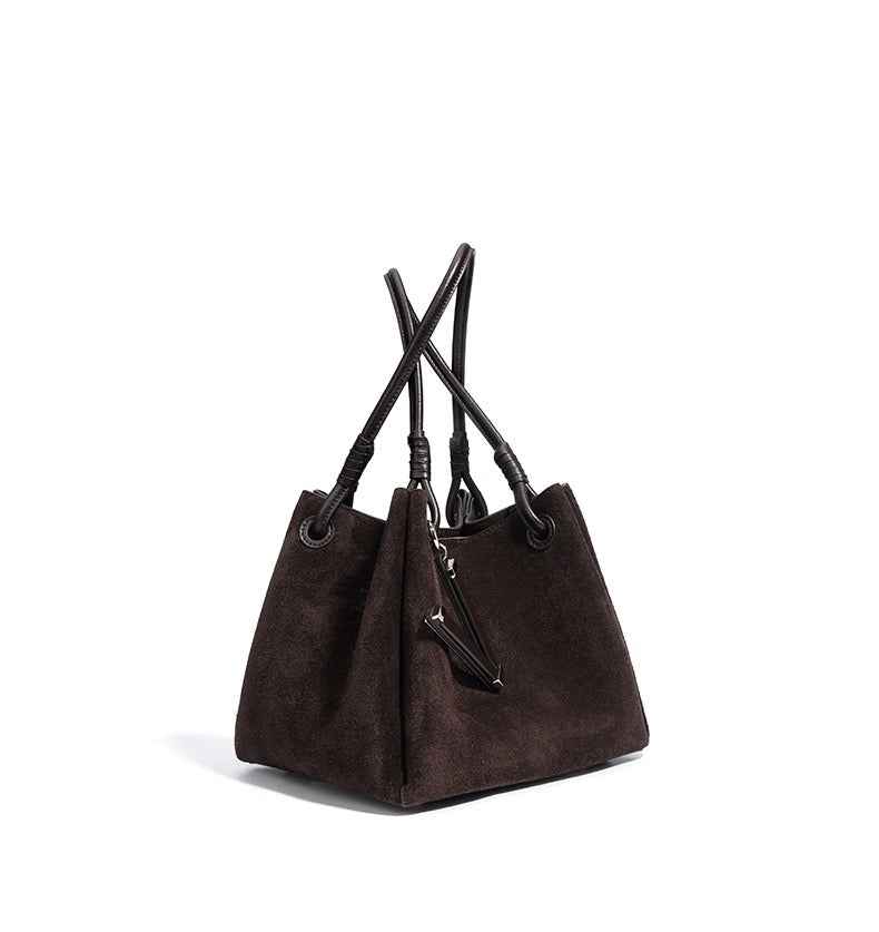 Suede Shoulder Bag - Brown