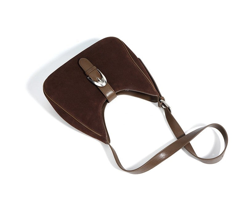 Suede Shoulder Bag - Chocolate