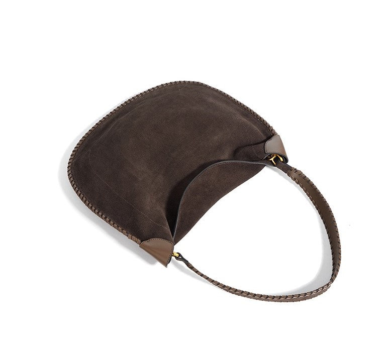 Suede Shoulder Bag - Brown