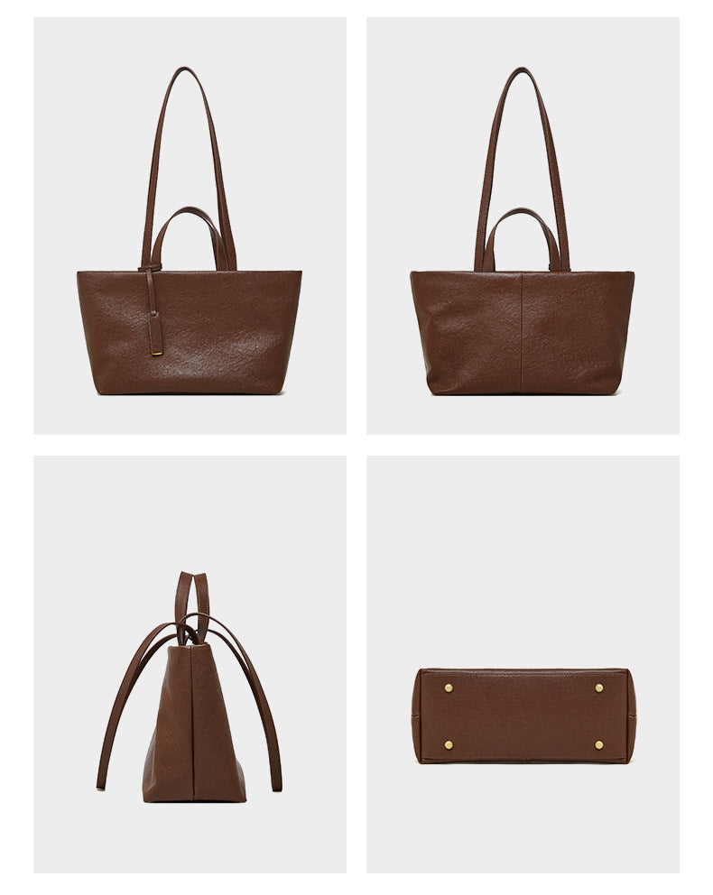 Wax Leather Tote - Brown