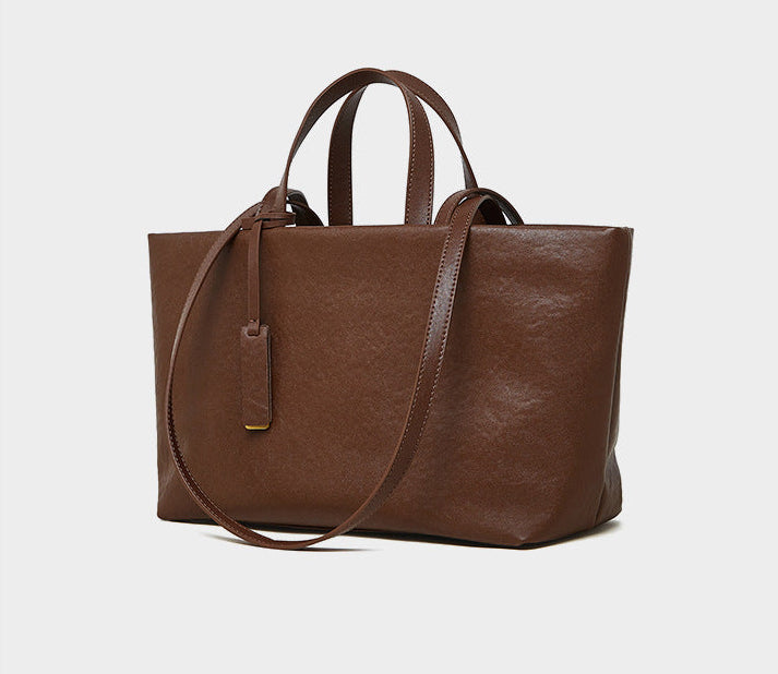 Wax Leather Tote - Brown