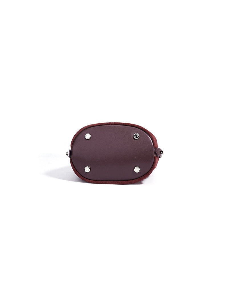 Suede Shoulder Bag - Burgundy