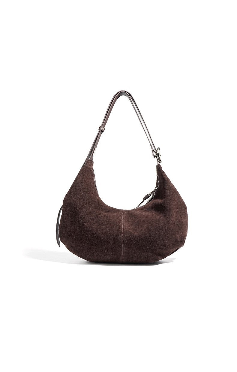 Suede Shoulder Bag - Coffee