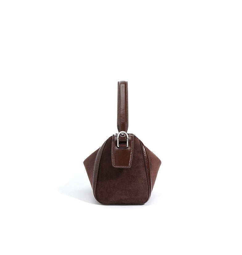 Suede Top Handle Bag-Apricot