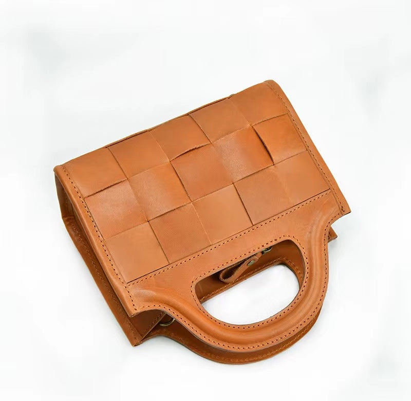First Layer Cowhide Bristol Woven Bag