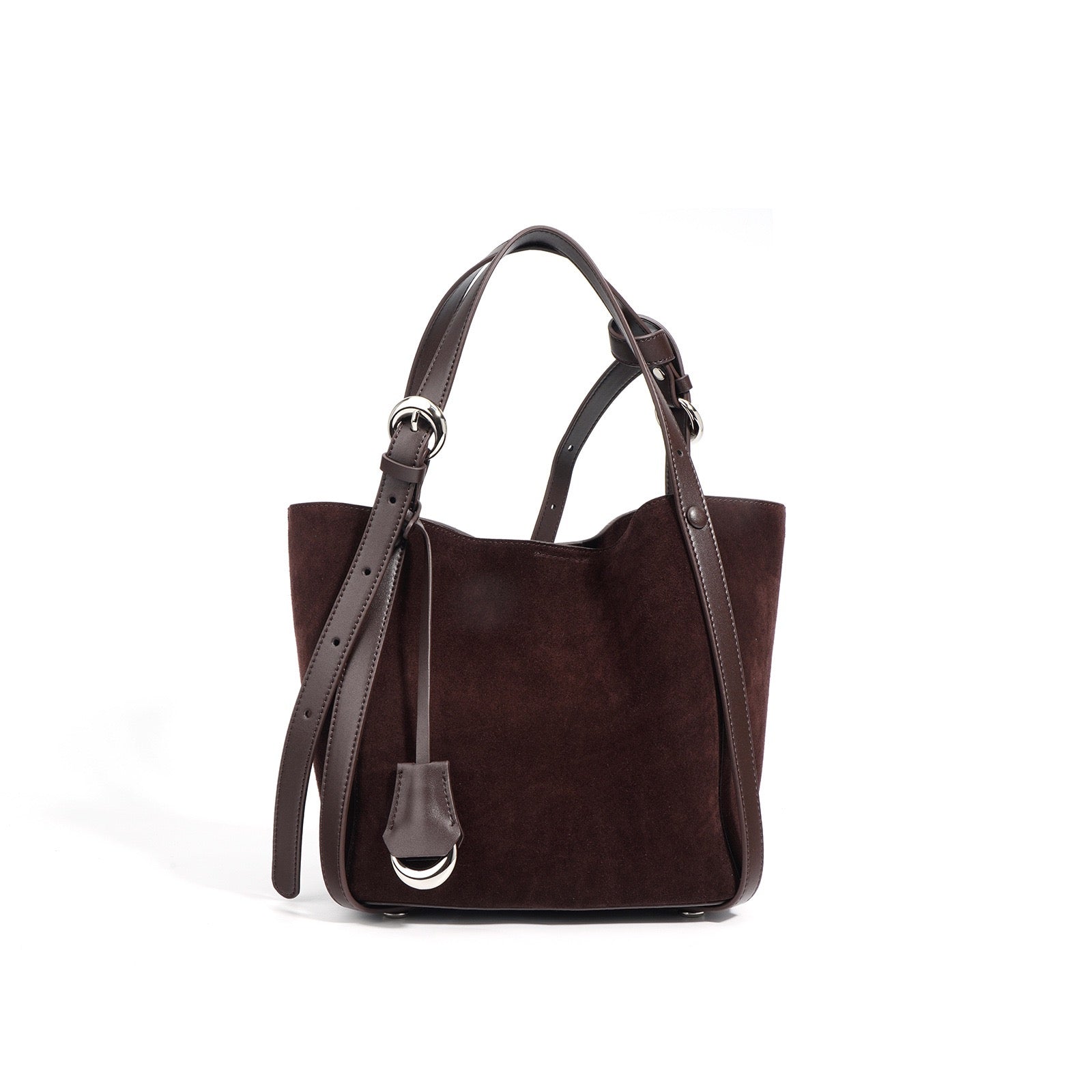 Suede Basket Bag - Burgundy