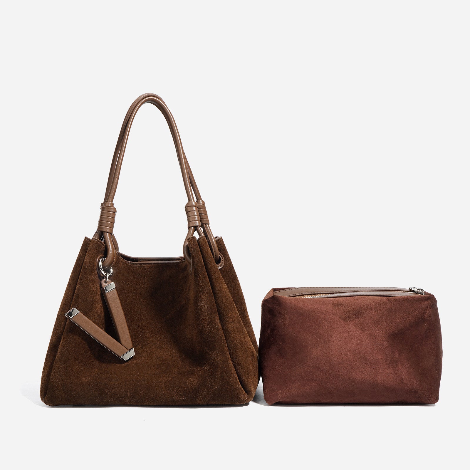 Suede Shoulder Bag - Brown