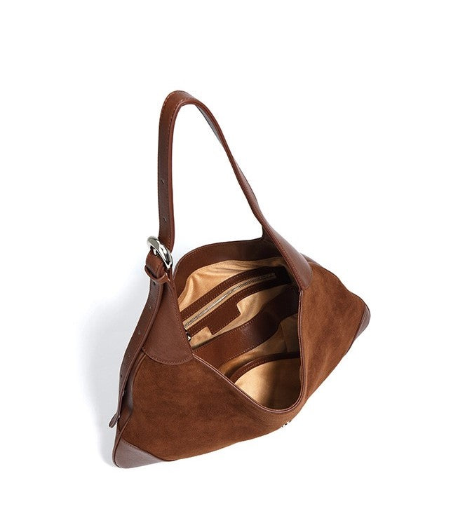 Suede Shoulder Bag - Brown