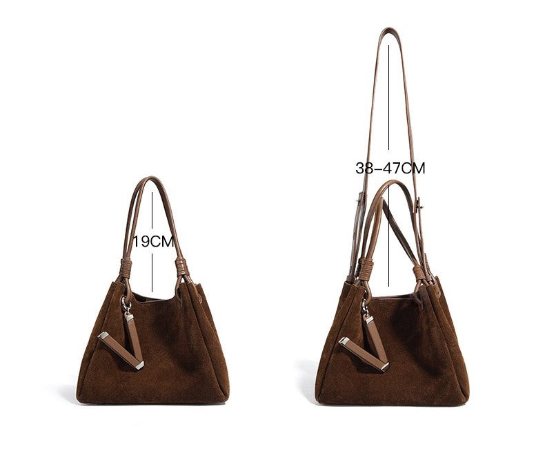 Suede Shoulder Bag - Brown