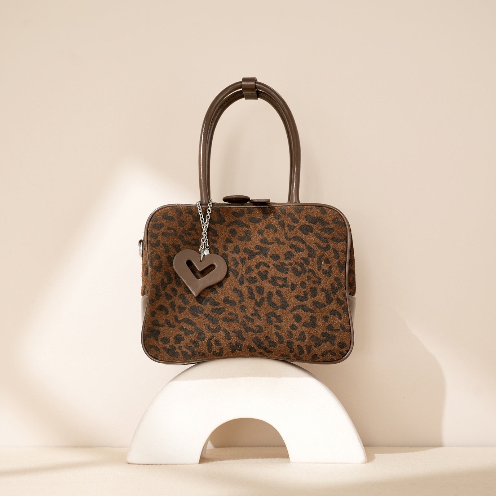 Suede Top Handle -Leopard print