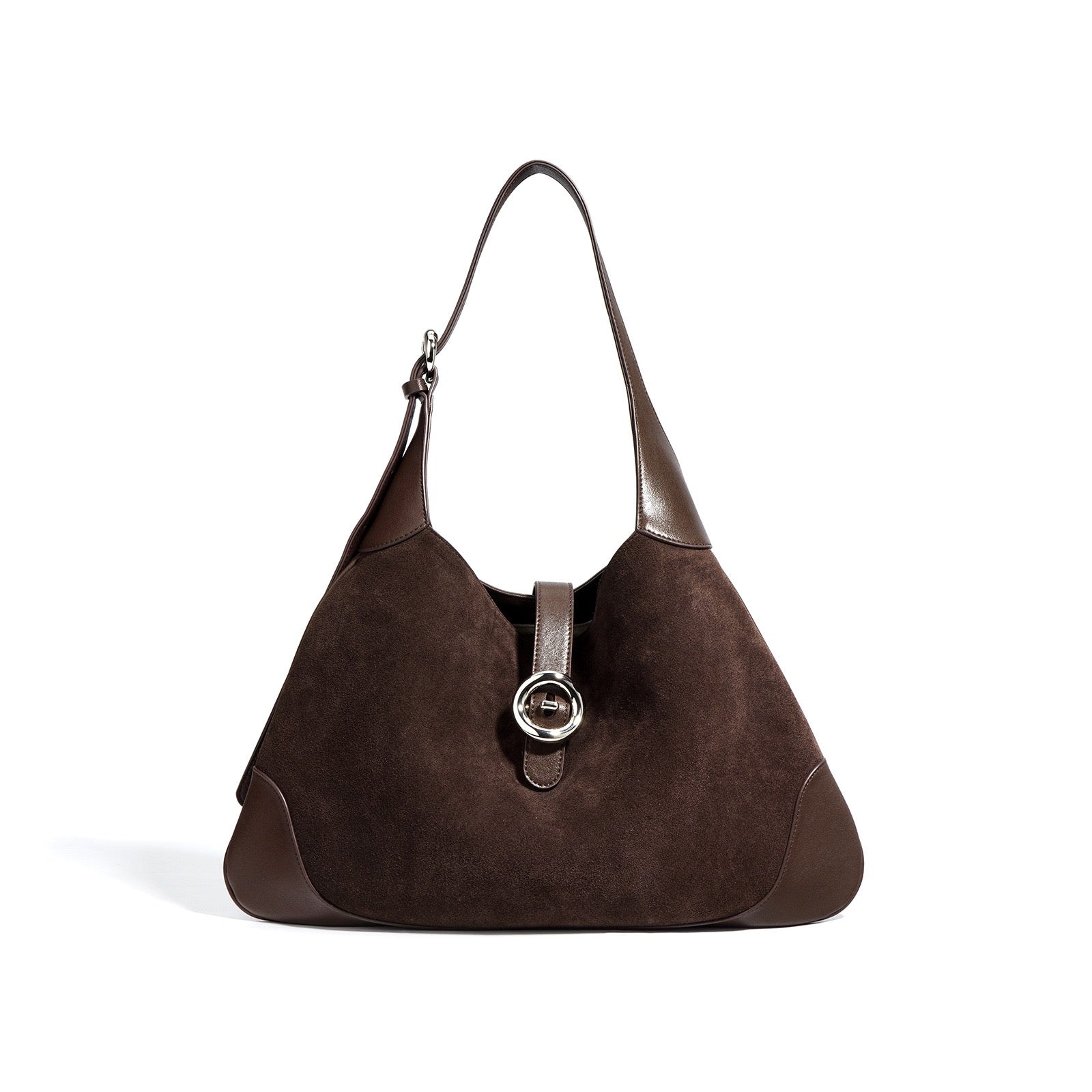 Suede Shoulder Bag - Brown