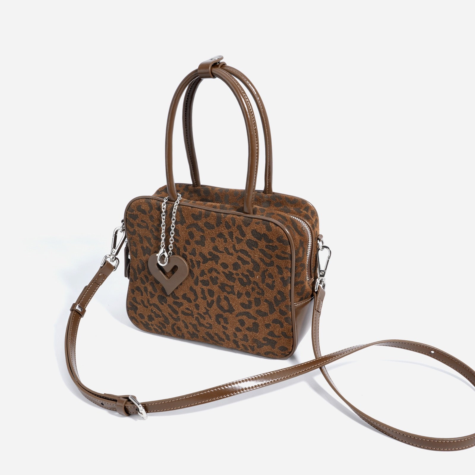 Suede Top Handle -Leopard print