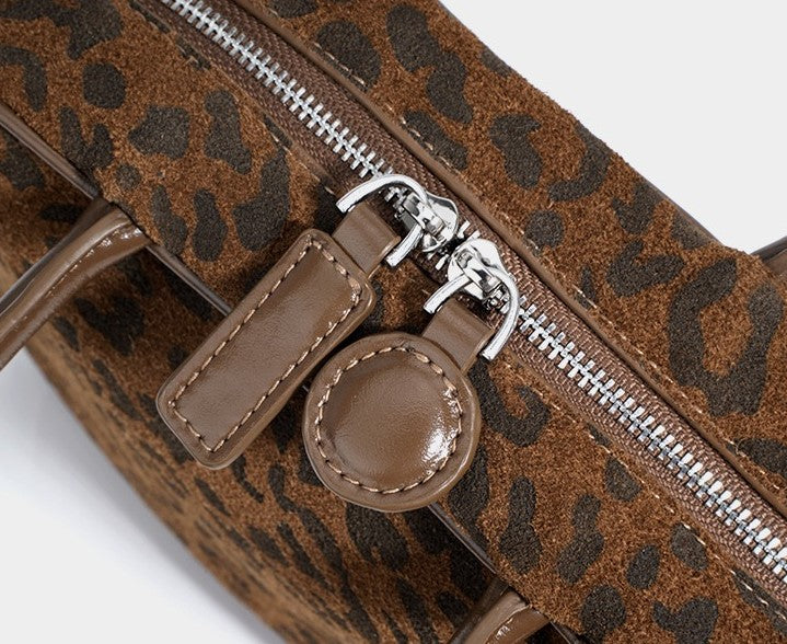 Suede Top Handle -Leopard print