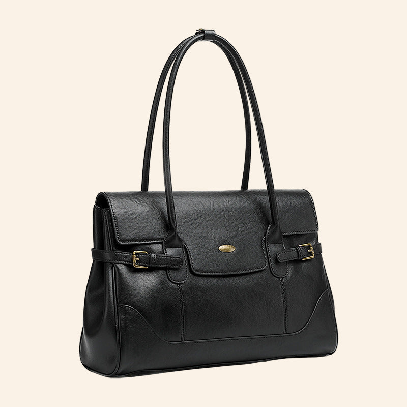 Wax Leather Top Handle - Black