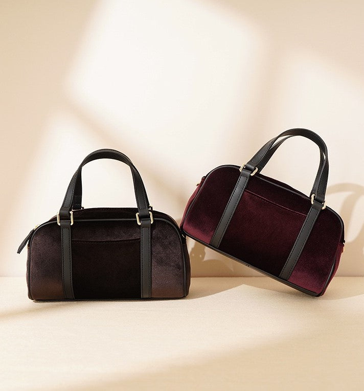 Suede Box Bag - Burgundy