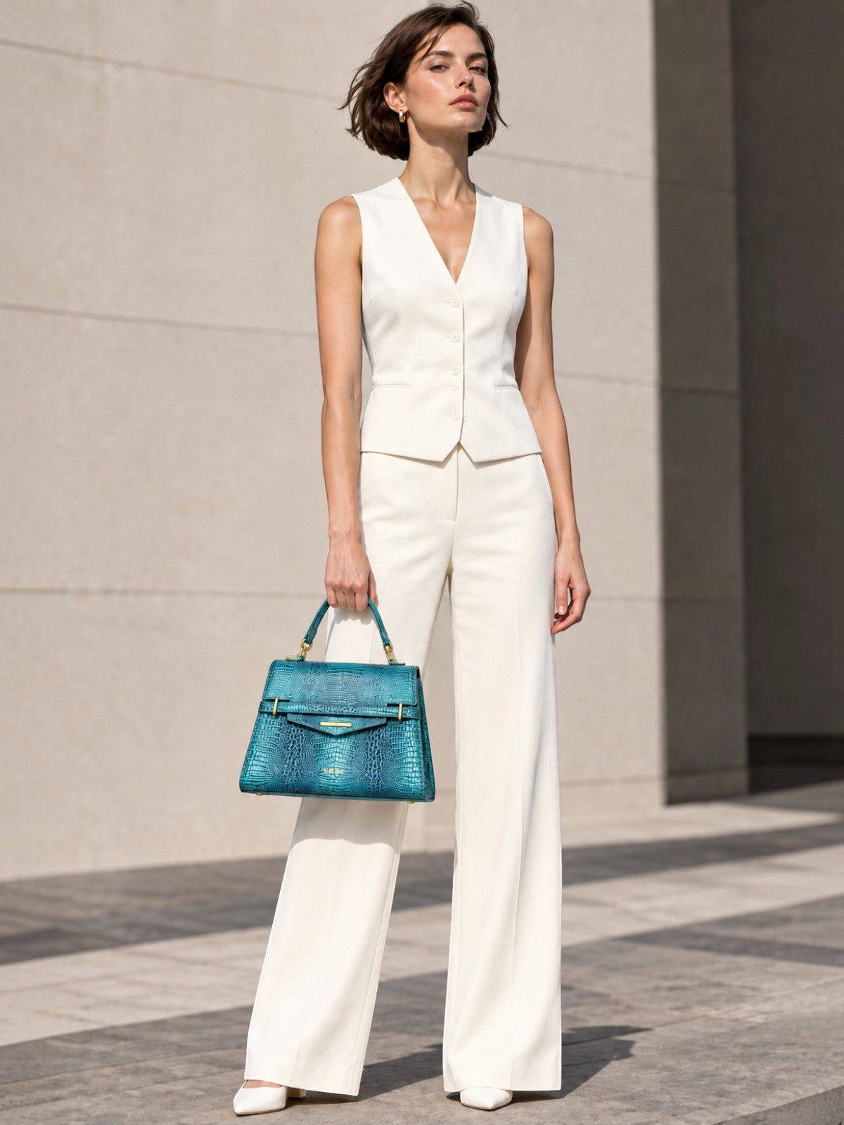 "Mi" Midi Top Handle - Croc Embossed