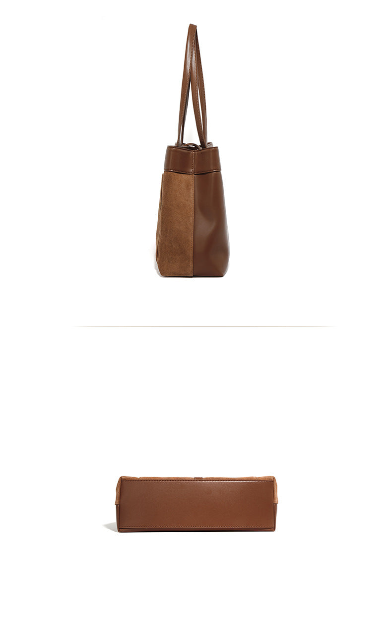 Suede Shoulder/Tote - Brown