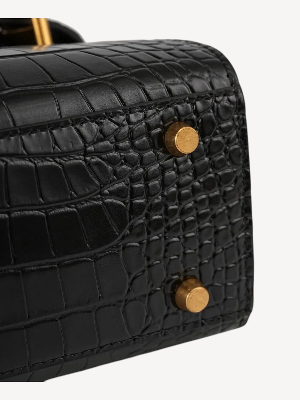 "Mi" Top Handle - Black Croc Embossed