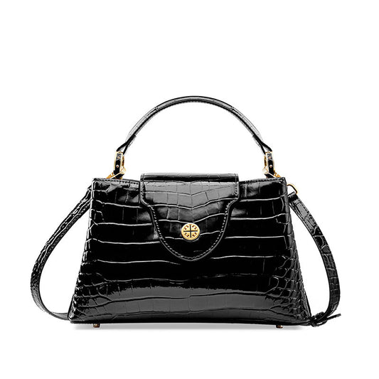 First Layer Cowhide Sakura Croc Embossed Tote Bag