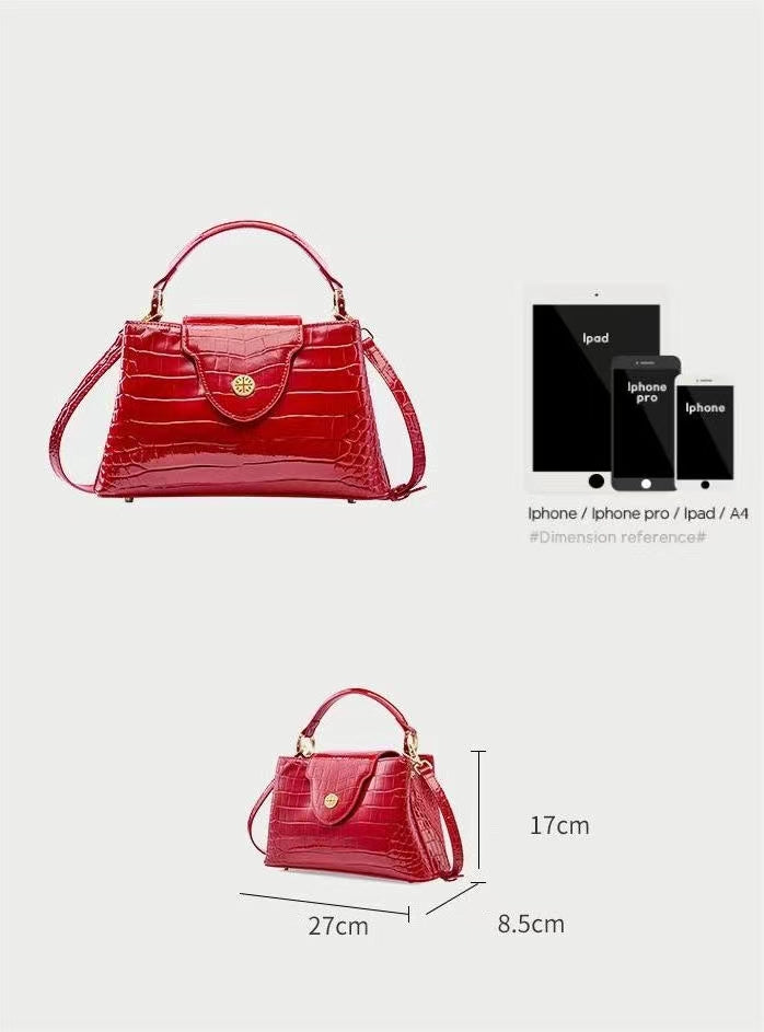 First Layer Cowhide Sakura Croc Embossed Tote Bag
