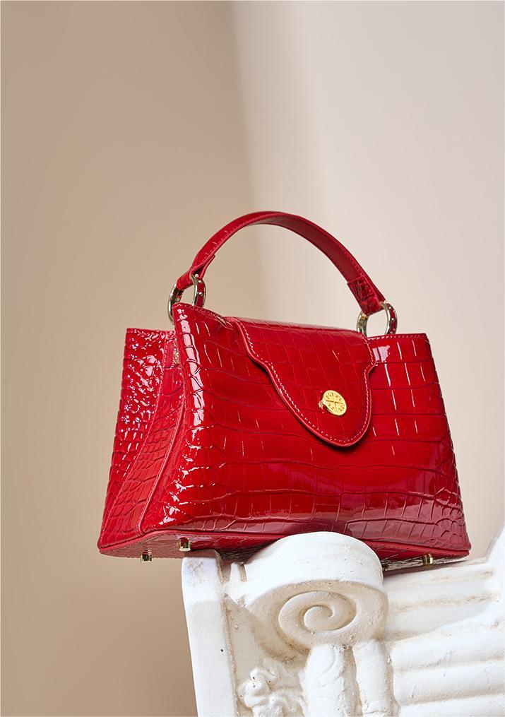 First Layer Cowhide Sakura Croc Embossed Tote Bag