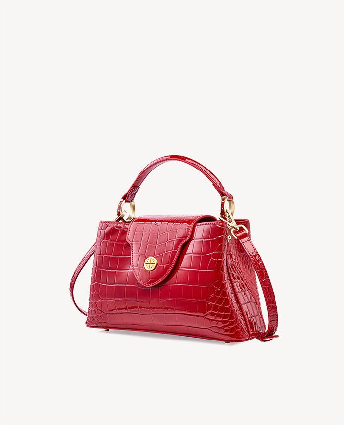 First Layer Cowhide Sakura Croc Embossed Tote Bag
